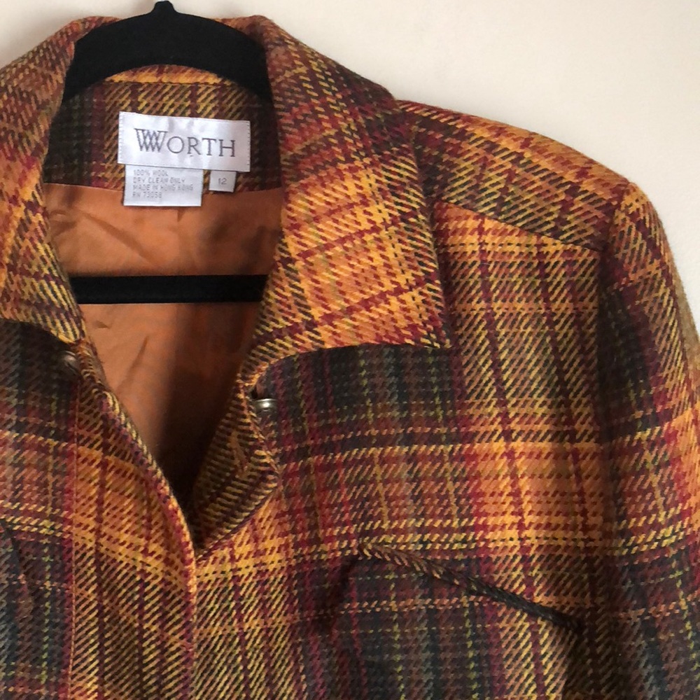 Worth Plaid Wool Blazer EUC